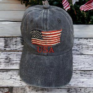 USA American Flag patriotic Buckle back Dad hat cap Embroided